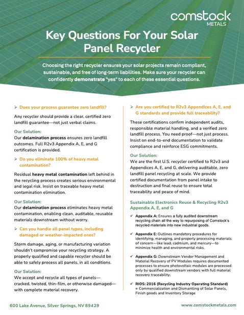 Key Questions To As A Recycler From Comstock Metals