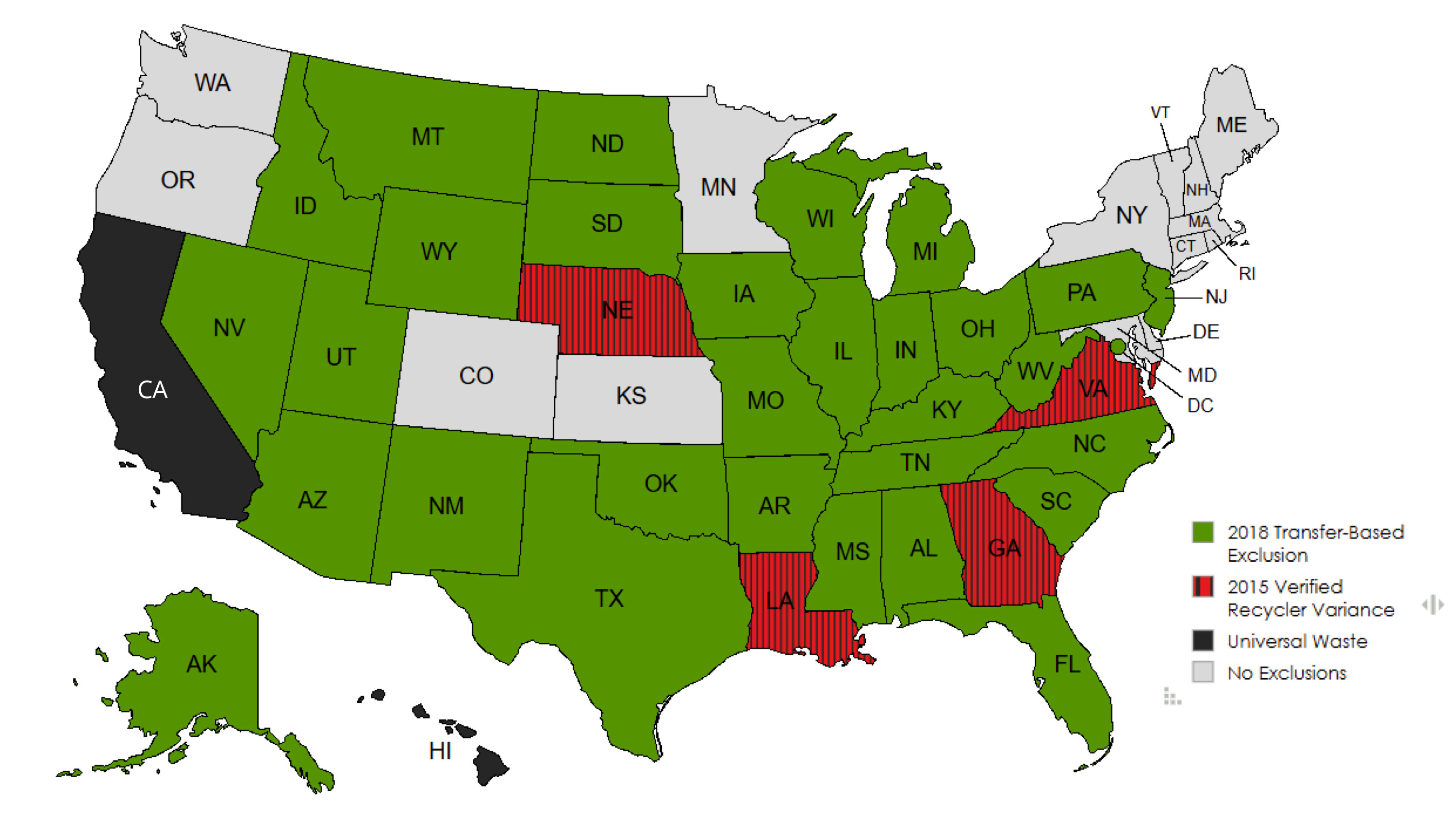 Material classification map by state