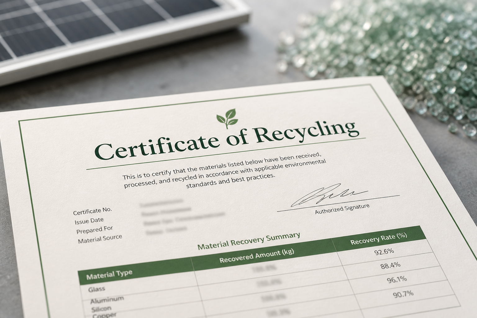 Comstock Metals - What Should Actually Be in a Solar Panel Certificate of Recycling?